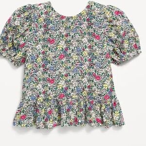 Old Navy Floral Short-Sleeve Ruffle-Hem Top | 2T